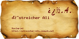 Östreicher Ali névjegykártya